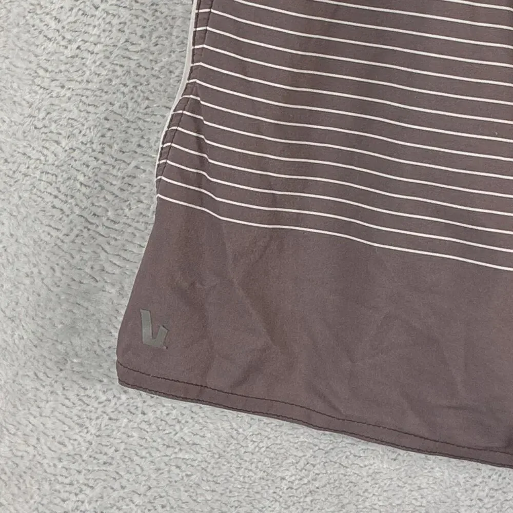 Vuori Shorts Mens S Burgundy Brown Stripe Trail Preppy Outdoors Training Workout